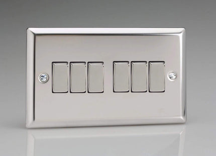 Varilight XC96D Rocker Switches Chrome 6 Gang Mirror Chrome