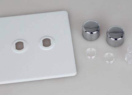 Varilight Matrix 2-Gang Single Plate Unpopulated Dimmer Kit. Screwless Primed and Ready to Paint