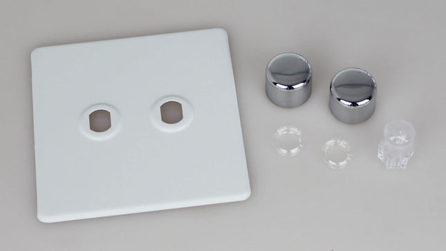 Varilight Matrix 2-Gang Single Plate Unpopulated Dimmer Kit. Screwless Primed and Ready to Paint
