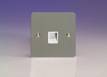 Varilight XFSTSW 1-Gang Telephone Slave Socket In Brushed Steel With White Insert