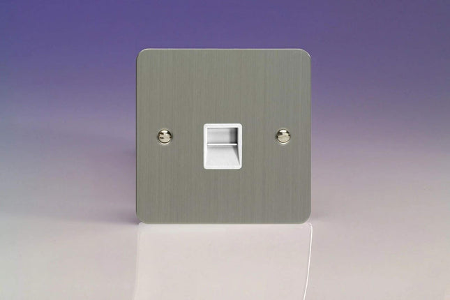 Varilight XFSTSW 1-Gang Telephone Slave Socket In Brushed Steel With White Insert