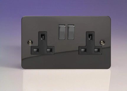 Varilight 2-Gang 13A Double Pole Switched Socket with Metal Rockers