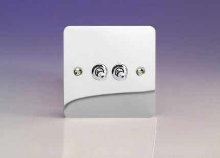 Varilight 2-Gang 10A 1- or 2-Way Toggle Light Switch Polished Chrome XFCT2