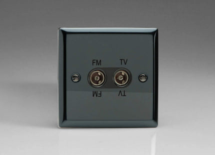 Varilight 2-Gang Diplex Plug Socket, TV/FM Iridium XITVFMB