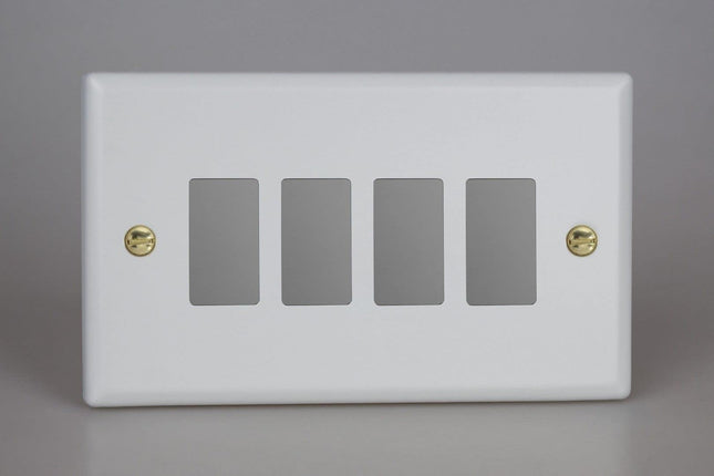 Varilight XYPGY4.MW Vogue Matt White 4 Gang PowerGrid Plate (Double Plate)