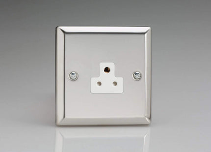 Varilight 1-Gang 2A Round Pin Plug Socket Mirror Chrome XCRP2AW