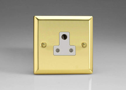 Varilight 1-Gang 5A Round Pin Plug Socket Victorian Brass XVRP5AW