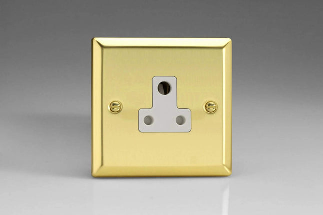 Varilight 1-Gang 5A Round Pin Plug Socket Victorian Brass XVRP5AW