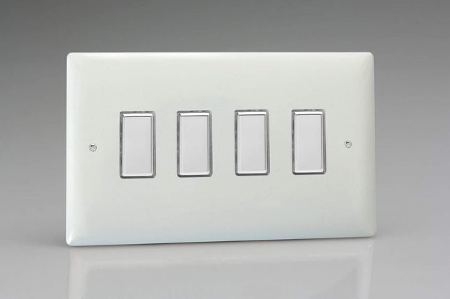 Varilight JOT104C Value Polar White 4 Gang V-Pro Multi-Way Touch Master LED Dimmer 0-100W