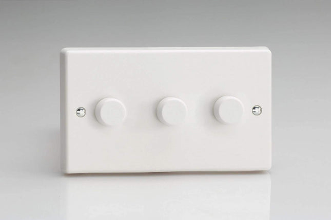 Varilight 3-Gang 2-Way Push-On/Off Rotary Led Dimmer 3 X 0-120W (1-10 Leds) (Twin Plate)