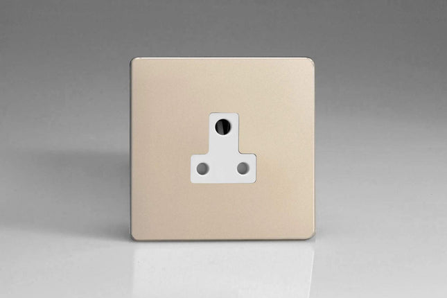 Varilight 1-Gang 5A Round Pin Plug Socket Satin Chrome XDNRP5AWS