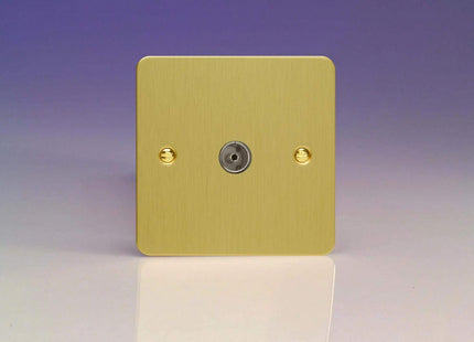 Varilight Ultra Flat Plate Brushed Brass 1-Gang TV Socket, Co-Axial XFB8