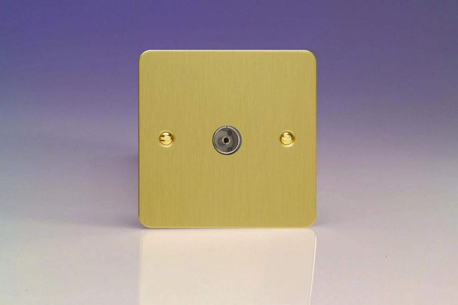 Varilight Ultra Flat Plate Brushed Brass 1-Gang TV Socket, Co-Axial XFB8