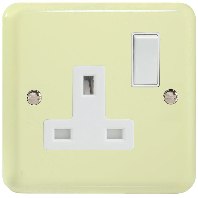 Varilight 1-Gang (Single), 13 Amp Switched Socket, Classic Lily White Chocolate XY4W.WC