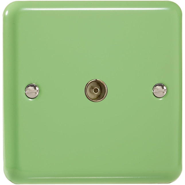 Varilight 1-Gang (Single), Co-axial TV Socket, Classic Lily Beryl Green XY8.BG
