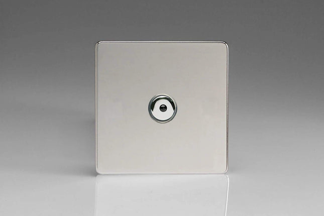 Varilight Polished Chrome Flat Dimension Screwless V-Pro IR 3 Gang 3 x 100W LED Multi-Way Remote/Touch Control Dimmer Master Unit