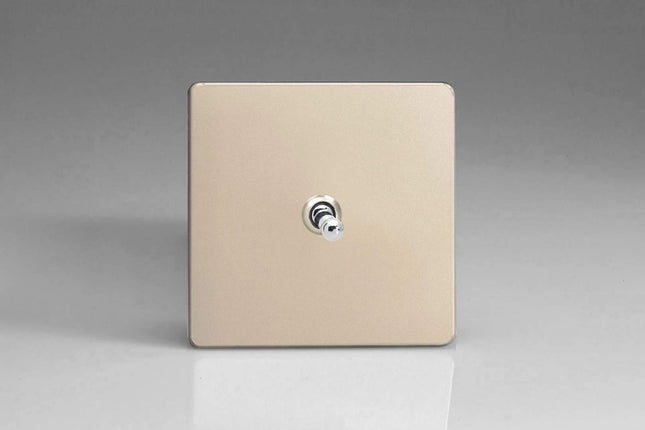 Varilight 1-Gang 1 or 2W 10A Classic Toggle Switch Dimension Screwless Satin Chrome XDNT1S