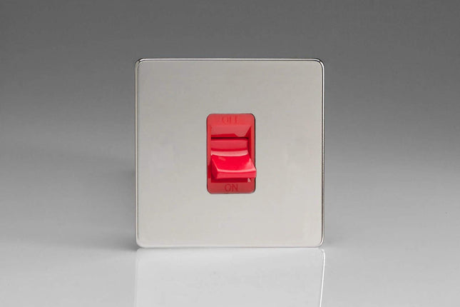 Varilight XDC45SS Screwless Polished Chrome 45A DP Cooker Switch Single Plate