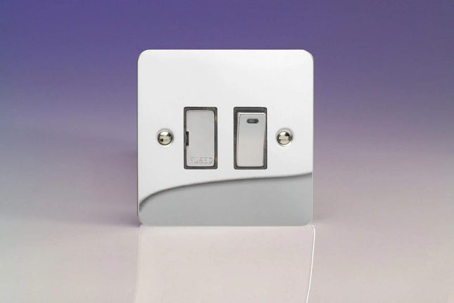 Varilight 13A Switched Fused Spur + Neon with Metal Inserts Polished Chrome XFC6ND