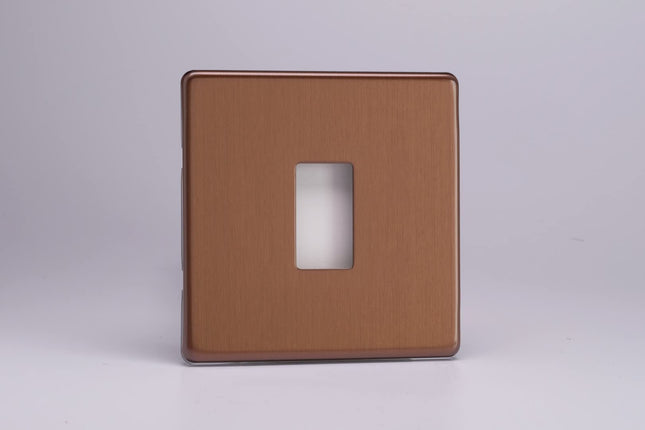 Varilight XDYPGY1S.BZ Screwless Brushed Bronze 1-Gang PowerGrid Plate (Single Plate)