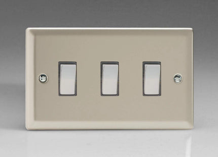 Varilight XN93D Rocker Switches 3 Gang Satin Chrome