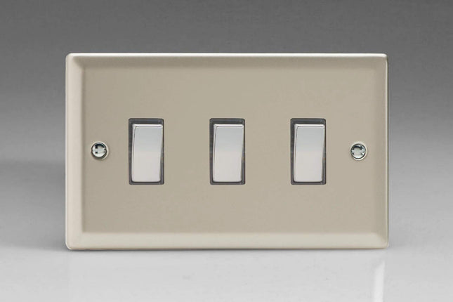 Varilight XN93D Rocker Switches 3 Gang Satin Chrome
