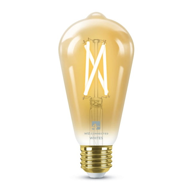 4lite Smart Wiz Connected LED Bulb Amber Filament ST64 E27 Screw Fitting WiFi/Bluetooth Tuneable White & Dimmable 7w 640lm