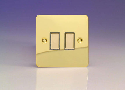 Varilight 2-Gang Tactile Touch Control Dimming Light Switch Slave for use with Eclique2 Master on 2-Way Circuits Polished Brass JFVES002