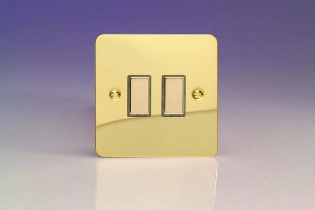 Varilight 2-Gang Tactile Touch Control Dimming Light Switch Slave for use with Eclique2 Master on 2-Way Circuits Polished Brass JFVES002