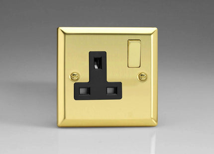 Varilight XV4DB 13A Switched Socket 1-Gang Black Victorian Brass