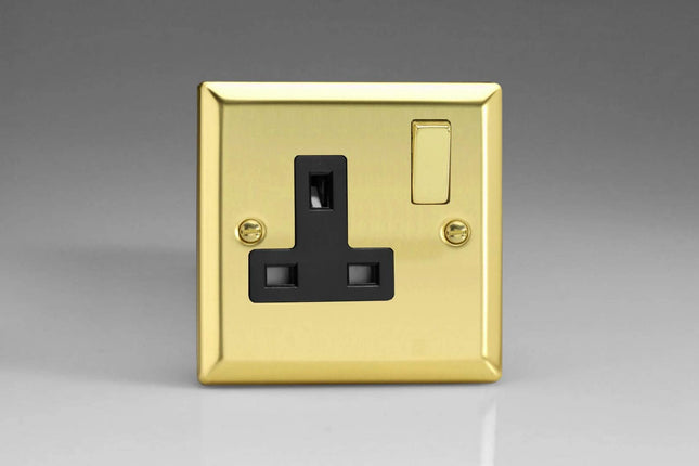 Varilight XV4DB 13A Switched Socket 1-Gang Black Victorian Brass