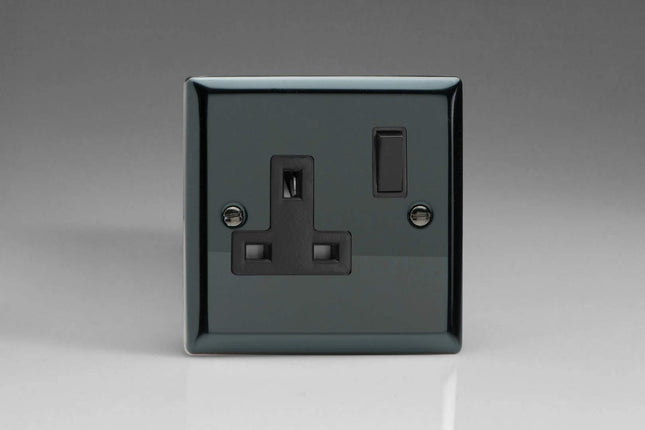 Varilight XI4B 13A Switched Socket Iridium Black Black 1-Gang