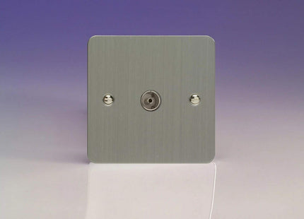 Varilight 1-Gang TV Plug Socket, Co-Axial Brushed Steel XFS8