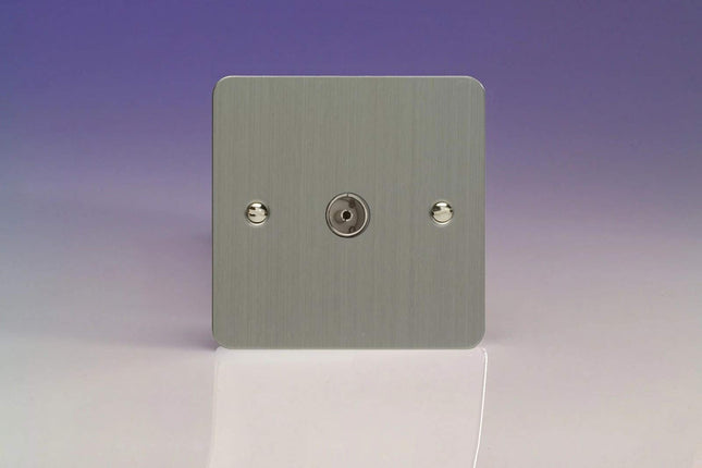 Varilight 1-Gang TV Plug Socket, Co-Axial Brushed Steel XFS8