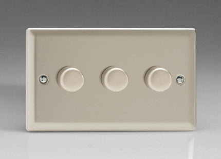 Varilight Classic V-Pro Satin Chrome 3 Gang LED Trailing Edge Dimmer Switch 1 or 2 Way