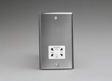 Varilight XTSSW Classic Brushed Steel Dual Voltage Shaver Socket 240V/115V