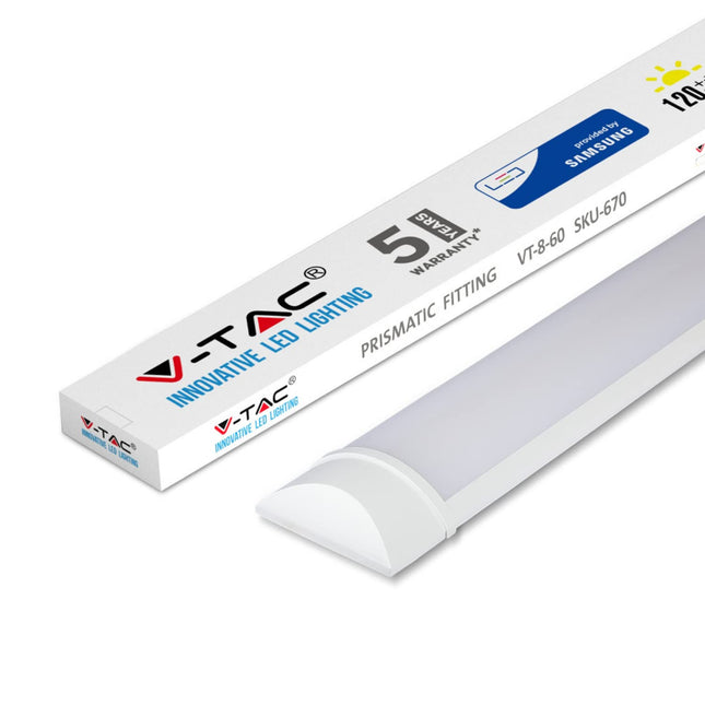 V-TAC LED Batten Light | 60W 6Ft LED Tube Lights 4000K Day White | Wall and Ceiling Batten Light | Shed Light, Kitchen and Garage Lighting | 6Ft 180cm Samsung LED Tube Light