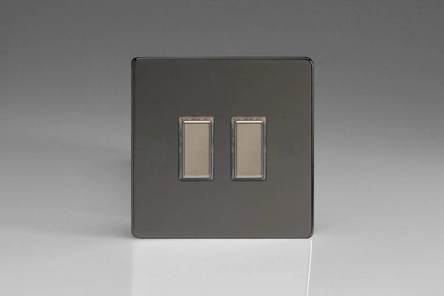 Varilight Eclique 2 2-Gang Tactile Touch Control Dimming Light Switch Slave for use with Eclique2 Master on 2-Way Circuits Iridium JDIES002S