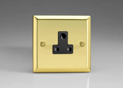 Varilight 1-Gang 5A Round Pin Plug Socket Victorian Brass XVRP5AB