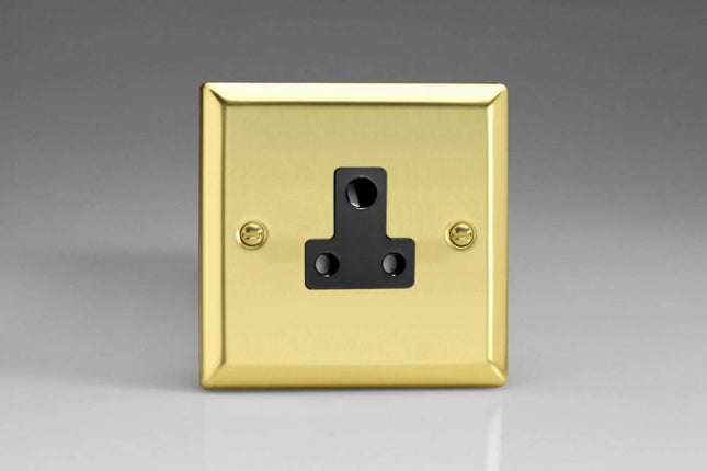 Varilight 1-Gang 5A Round Pin Plug Socket Victorian Brass XVRP5AB