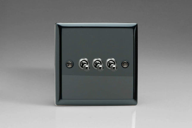 Varilight XIT3 Toggle Switches Iridium Black 3 Gang