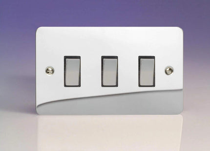 Varilight XFC93D Socket, Polished Chrome (Please Note The Plate is All The Same Colour, Images Can Show Lines Or Shades But This is Just a Reflection During Photography), 89x149x25mm