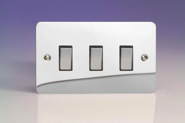 Varilight XFC93D Socket, Polished Chrome (Please Note The Plate is All The Same Colour, Images Can Show Lines Or Shades But This is Just a Reflection During Photography), 89x149x25mm