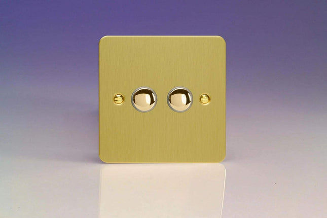 Varilight 2-Gang 6A 1-Way Push-to-Make Momentary Switch Brushed Brass XFBM2
