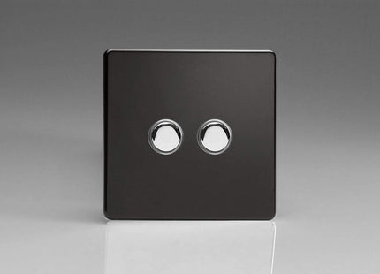 Varilight V-Pro IR 2-Gang Tactile Touch Control Dimming Light Switch Slave for use with Master on 2-Way Circuits Premium Black IJDLS002S