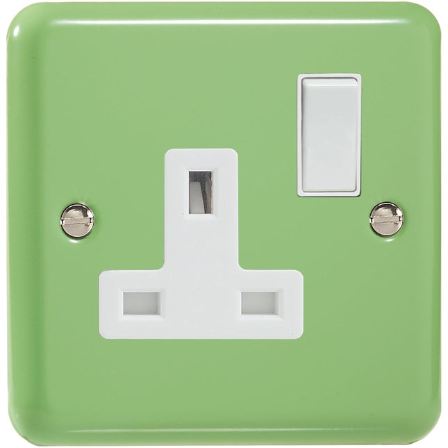 Varilight 1-Gang (Single), 13 Amp Switched Socket, Classic Lily Beryl Green XY4W.BG