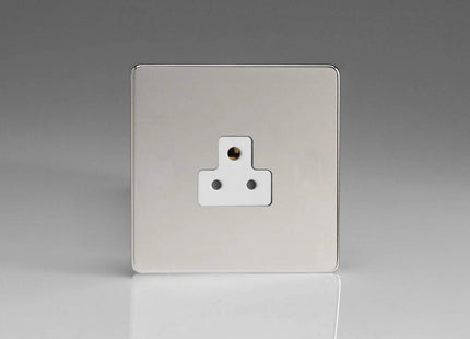 Varilight 1-Gang 2A Round Pin Socket Dimension Screwless Chrome XDCRP2AWS