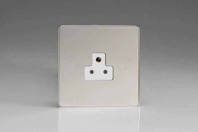 Varilight 1-Gang 2A Round Pin Socket Dimension Screwless Chrome XDCRP2AWS