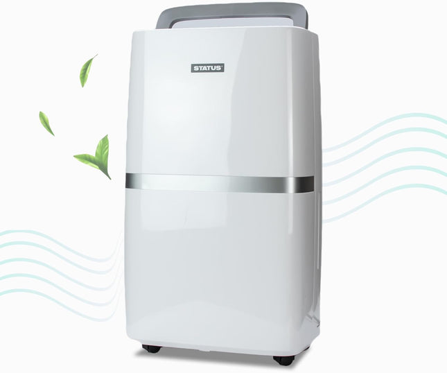 STATUS 16L Dehumidifier, Ultra-Quiet 230W Portable Moisture Remover with Night Mode, Clothes-Dry Boost and Smart LED Control for Bedroom Bathroom Laundry, White