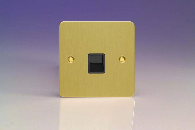 Varilight Ultra Flat Plate Brushed Brass Telephone Master Socket Black Insert XFBTMB